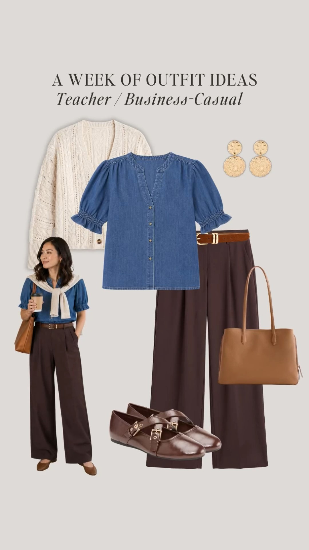 Teacher / Business-Casual Fall 2026 Outfits 🍂Mix & Match Trending Styles With Accent Colors For teachers, office staff, sales associates and anyone needing business-casual outfits 🍁 Also includes affordable Amazon shopping links and links to a database for even more options!  🎉 The Teacher / Business-Casual Capsule is now available in the Classy Yet Trendy Store ✔️

top, blouse, tee, cardigan, denim, utility jacket, pants, chocolate brown, ginger, skirt, dress, suede belt, woven flats, ballet flats, loafers, mary janes, tote, crossbody, beaded necklace

#teacheroutfits #founditonamazon #business-casual #teacherstyle  

 