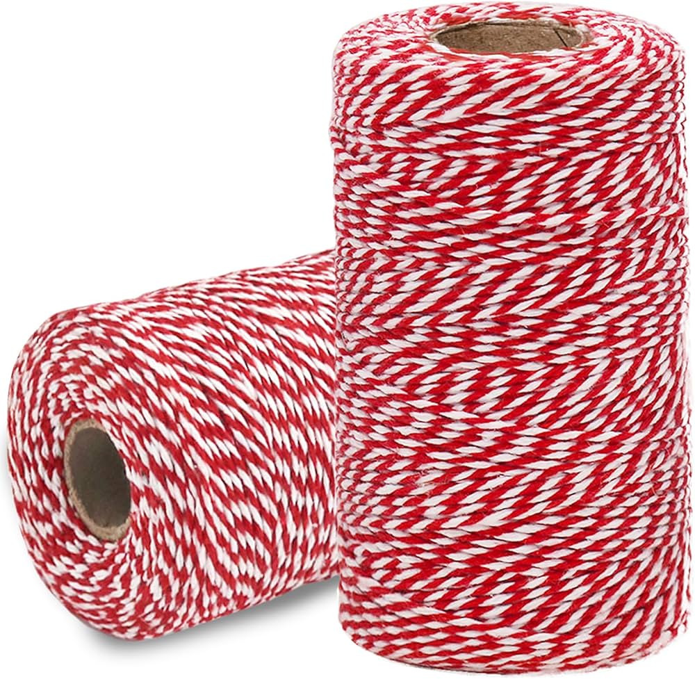 HRX Package Red and White Cotton Twine 656 Feet x 2 Roll, Durable Bakers Twine, Gift Wrapping Str... | Amazon (US)