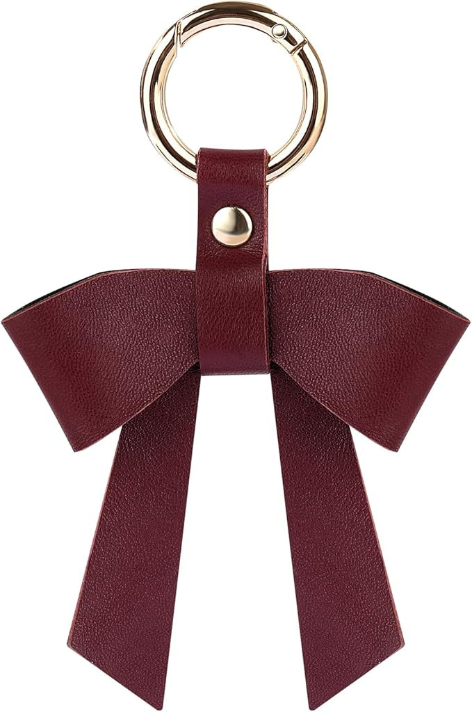 Leather Bow Charm for Bag Purse Handbag, Elegant Bow Keychain, Cute Bag Accessory | Amazon (US)