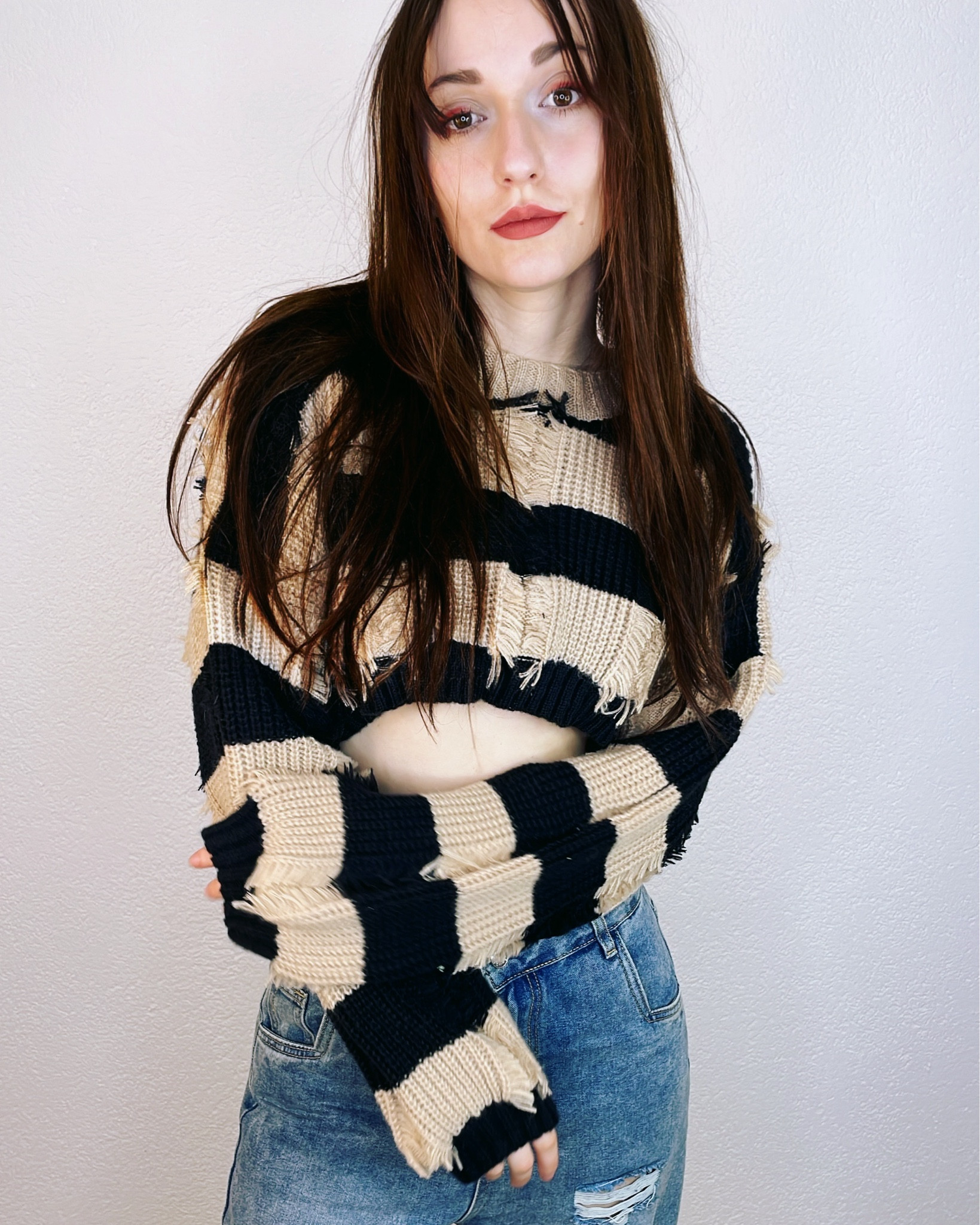 Grunge Striped distressed crop swaeter

#LTKGiftGuide #LTKSeasonal #LTKstyletip
