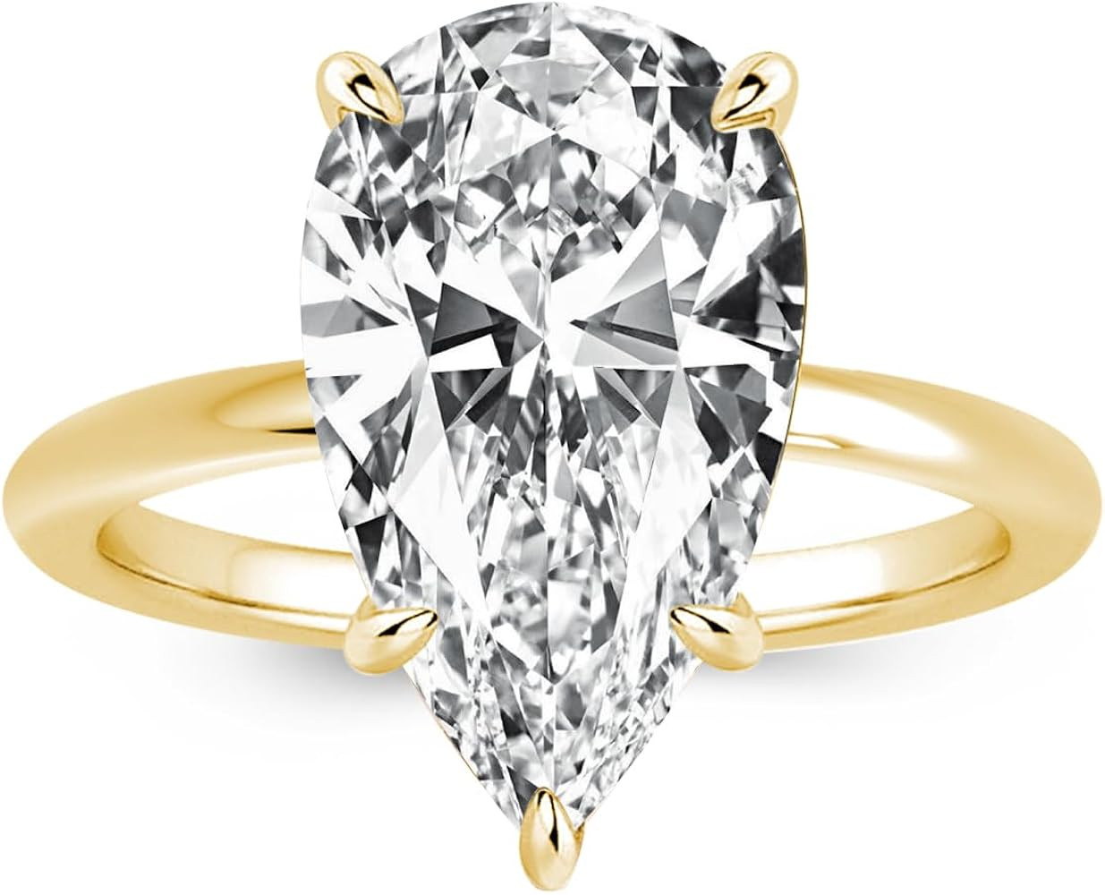 4.0ct Elongated Pear Shaped Engagement Ring for Women,925 Sterling Silver Cubic Zirconia Solitair... | Amazon (US)