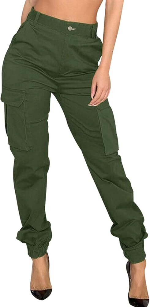 Women's Cargo Jogger Camo Pants with Pockets High Waist Slim Casual Tapered Camouflage Combat Hik... | Amazon (US)