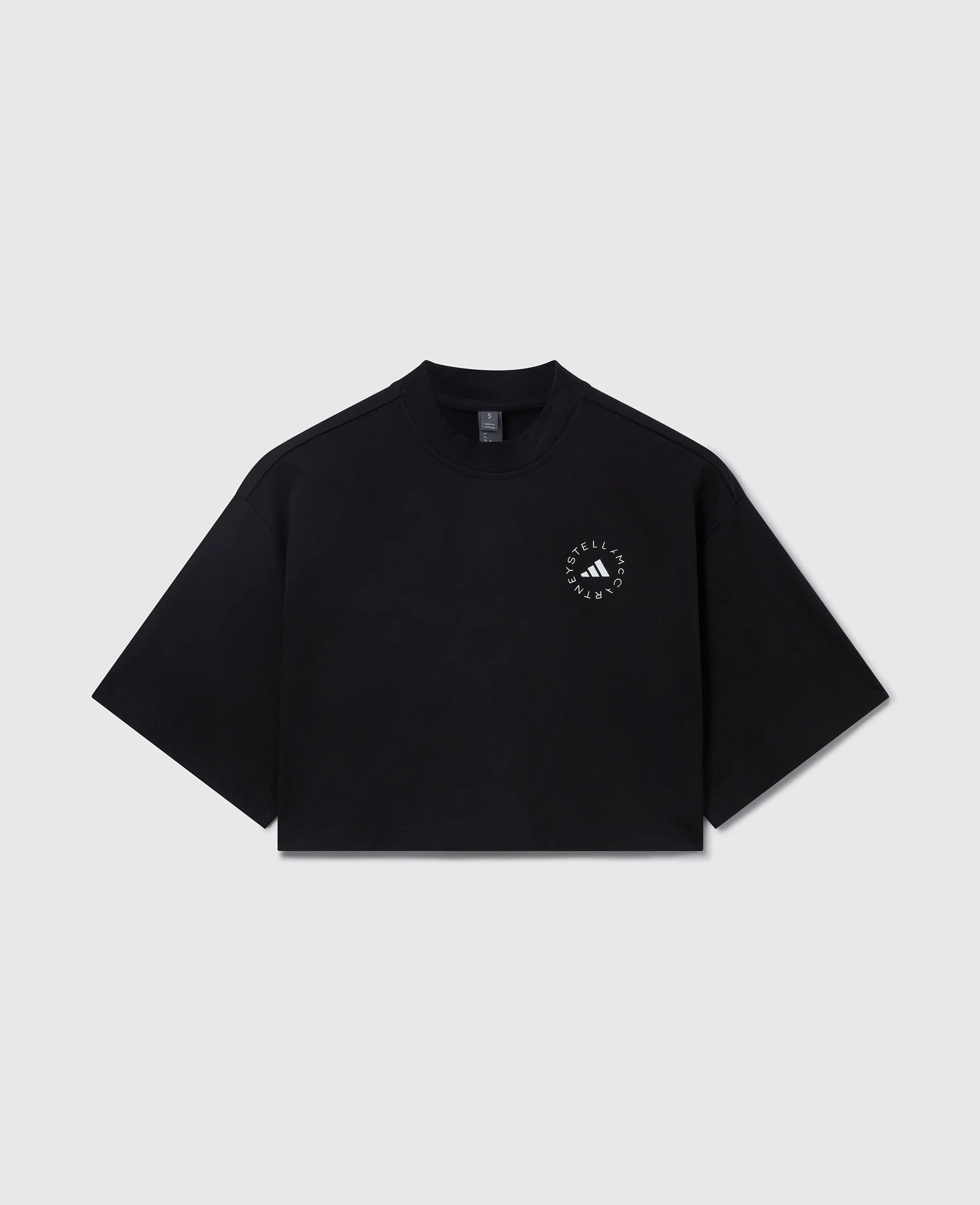 Stella McCartney - Planet Sport Cropped T-Shirt, Woman, Black, Size: XXS | Stella McCartney (Global)