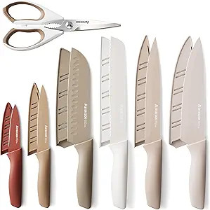 Astercook Knife Set, 13 Pieces Kitchen Knives Set with Healthy Anti-Rust Coating, Dishwasher Safe... | Amazon (US)
