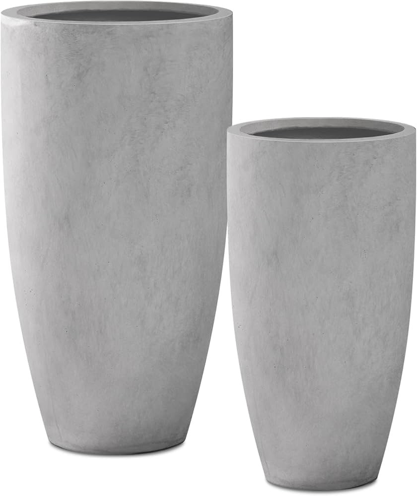 Kante 31.4" and 23.6" H Natural Concrete Finish Concrete Tall Planters Large Outdoor Indoor Decor... | Amazon (US)