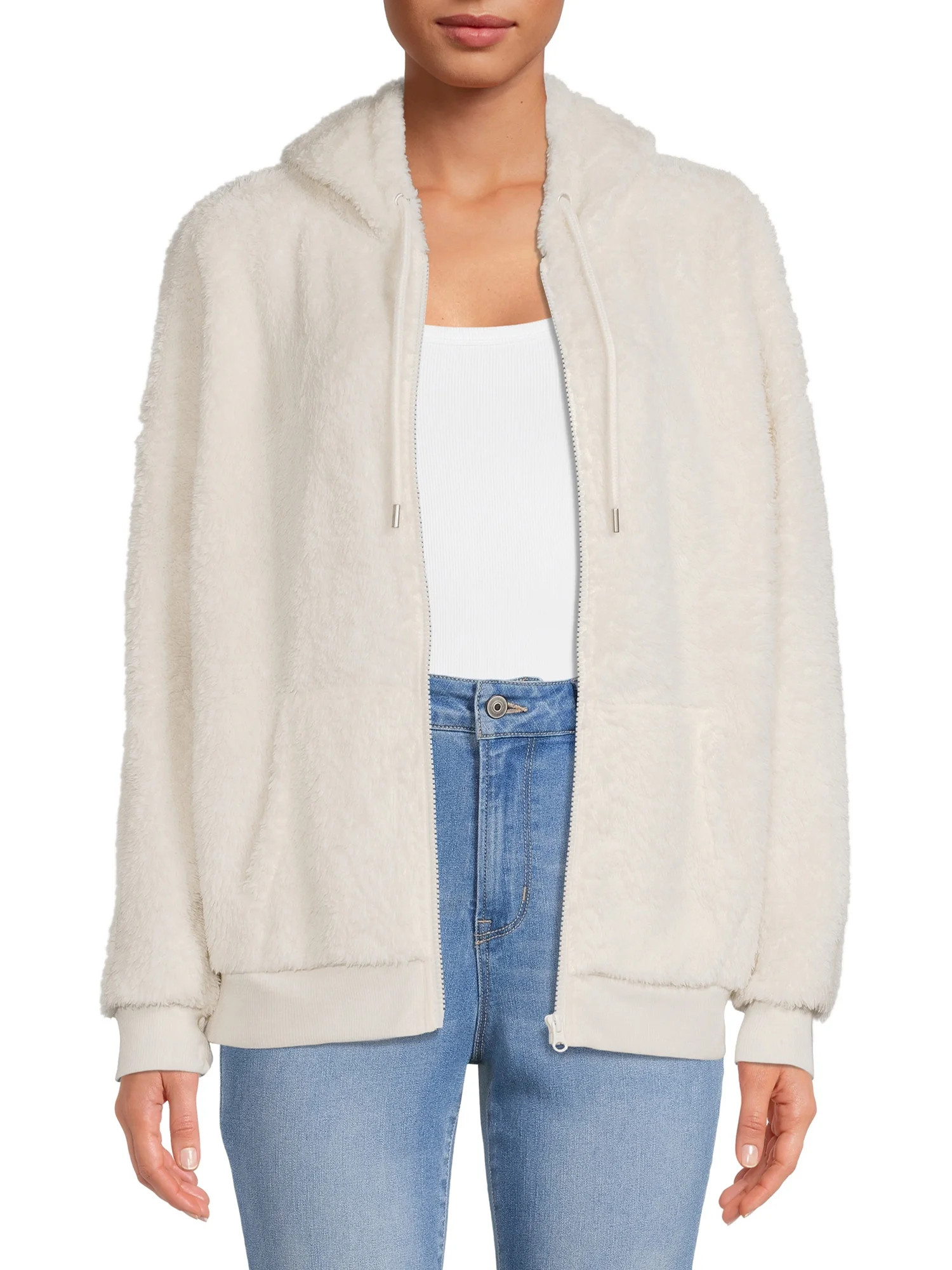 No Boundaries Junior's Faux Sherpa Hoodie - Walmart.com | Walmart (US)