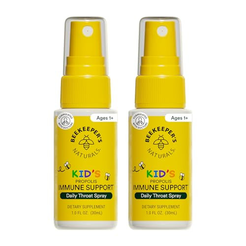 Beekeeper's Naturals Kids Propolis Throat Spray 95% Bee Propolis Extract - Natural Immune Support & Sore Throat Relief, Antioxidants & Gluten-Free, 1.06 oz (Pack of 2) | Amazon (US)