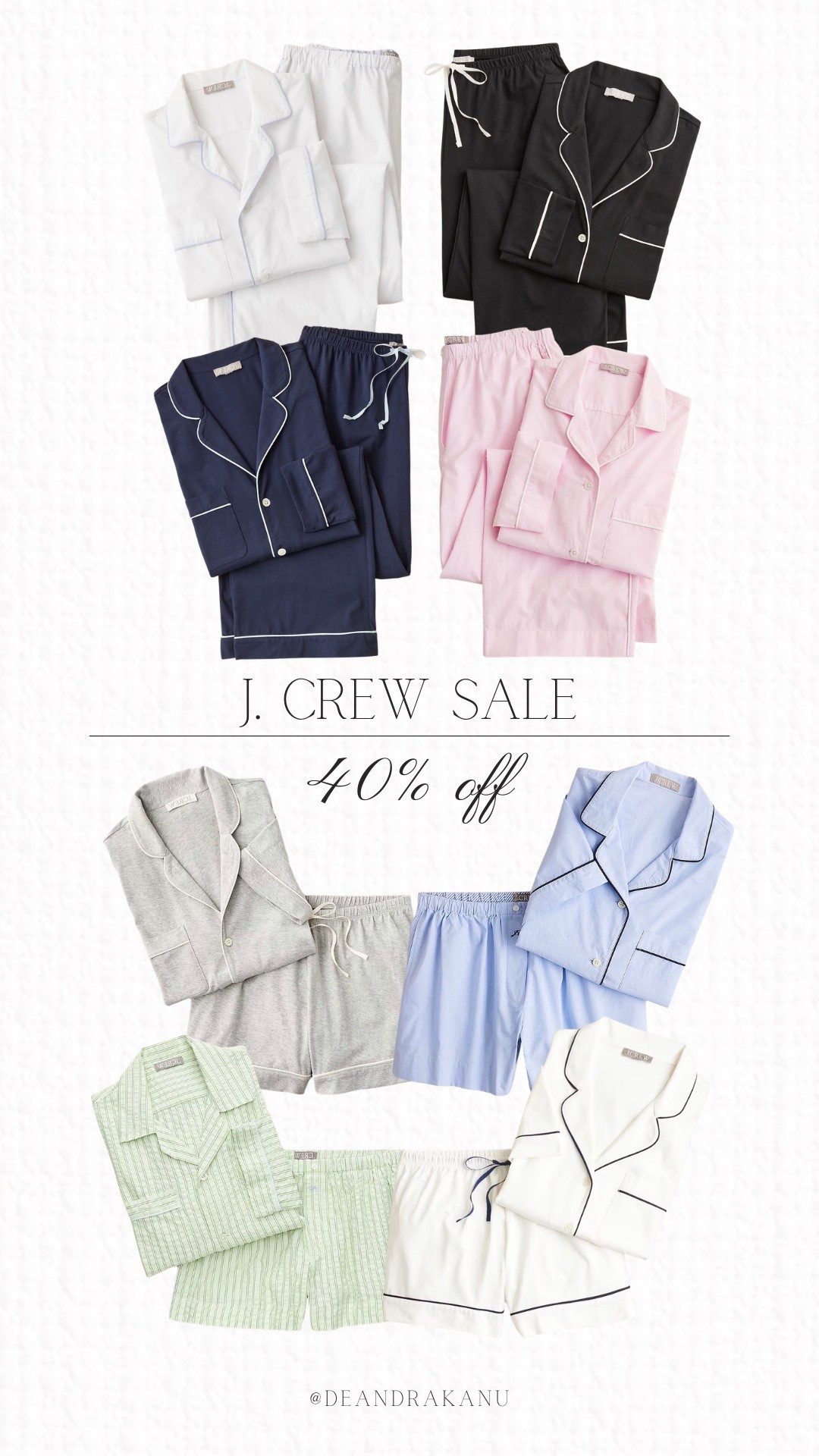 40% off at J. Crew! So many cute pj’s on sale 🤍🔗 #jcrew #pajamas

#LTKSaleAlert