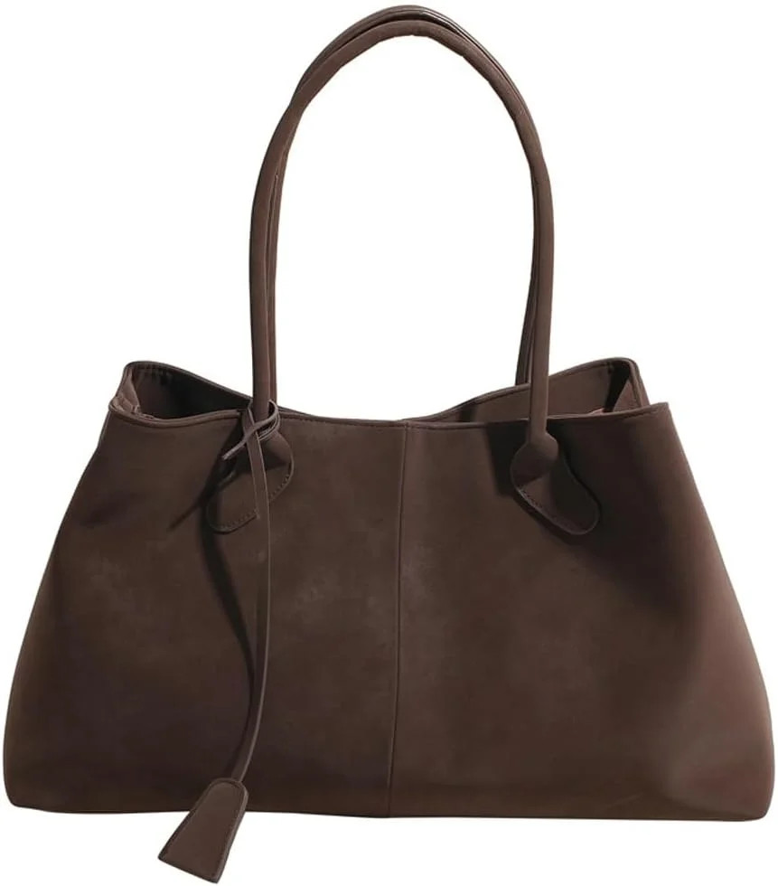Trendy Suede Shoulder Bag for Women Casual Purse Large Tote Bag Handbag Top Handle Satchel Commut... | Walmart (US)