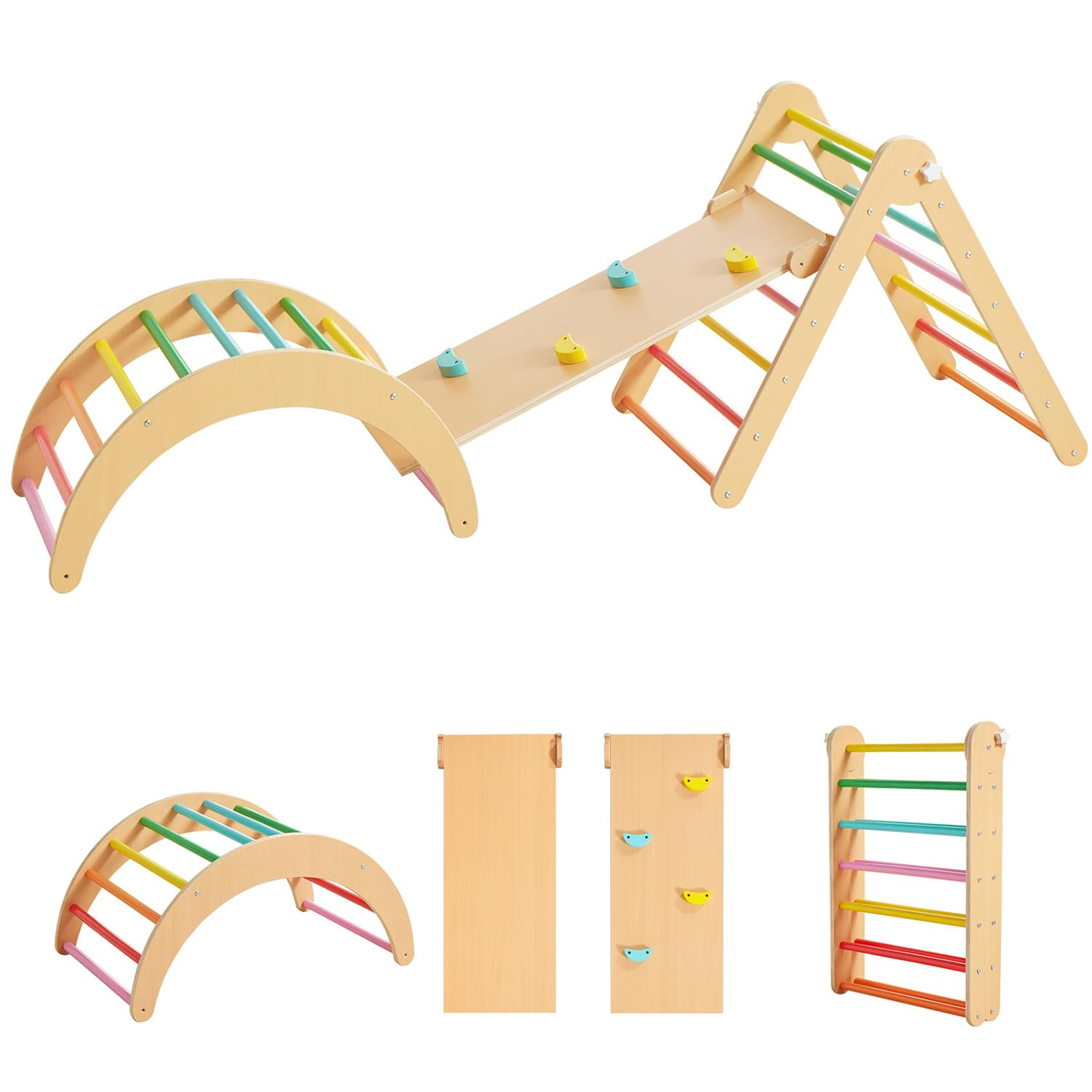 Beright 4 in 1 Pikler Triangle Gym, Montessori Foldable Climber with Ramp, Indoor Climbing Toys f... | Amazon (US)