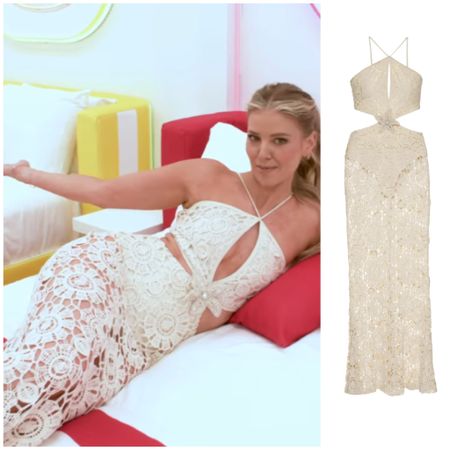 Ariana Madix’s White Crochet Cutout Maxi Dress from Love Island 📸 = @arianamadix 