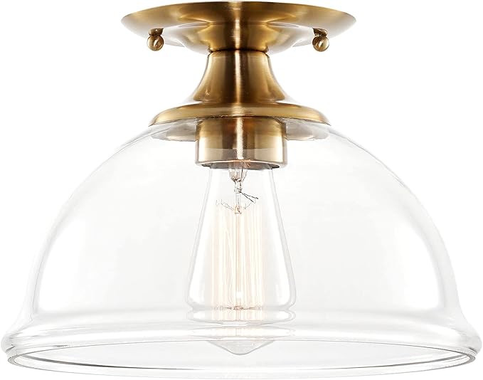 Kira Home Granville 10" 1-Light Modern Farmhouse Semi-Flush Mount Ceiling Light + Glass Bowl Shad... | Amazon (US)