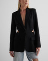 Click for more info about One Button Waist Cutout Blazer