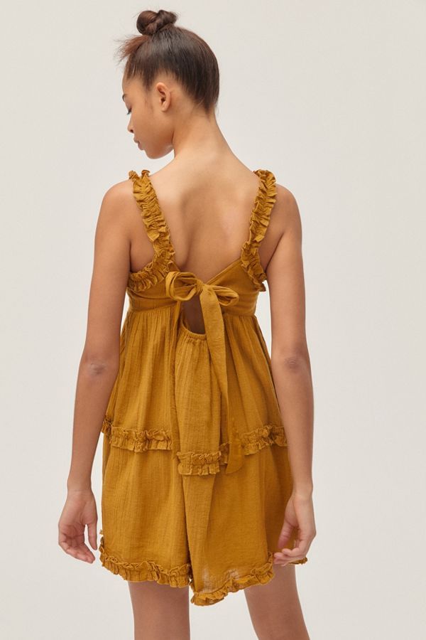 UO Georgia Linen Tie-Back Apron Dress | Urban Outfitters (US and RoW)