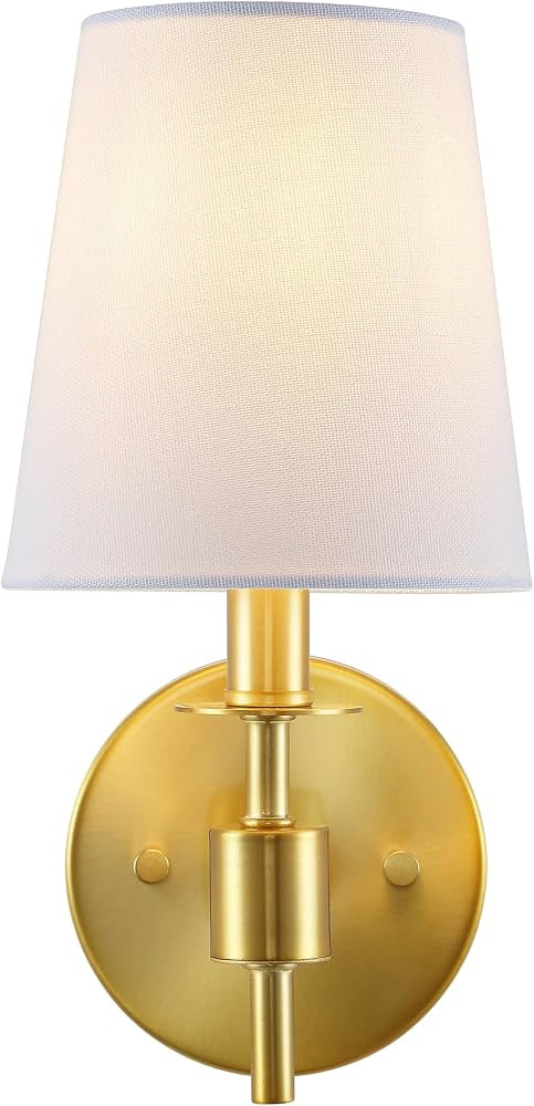SAFAVIEH Lighting - Dalany 11-Inch Wall Sconce Set of 2 - Brass - Fabric Shade - Modern Compact D... | Amazon (US)