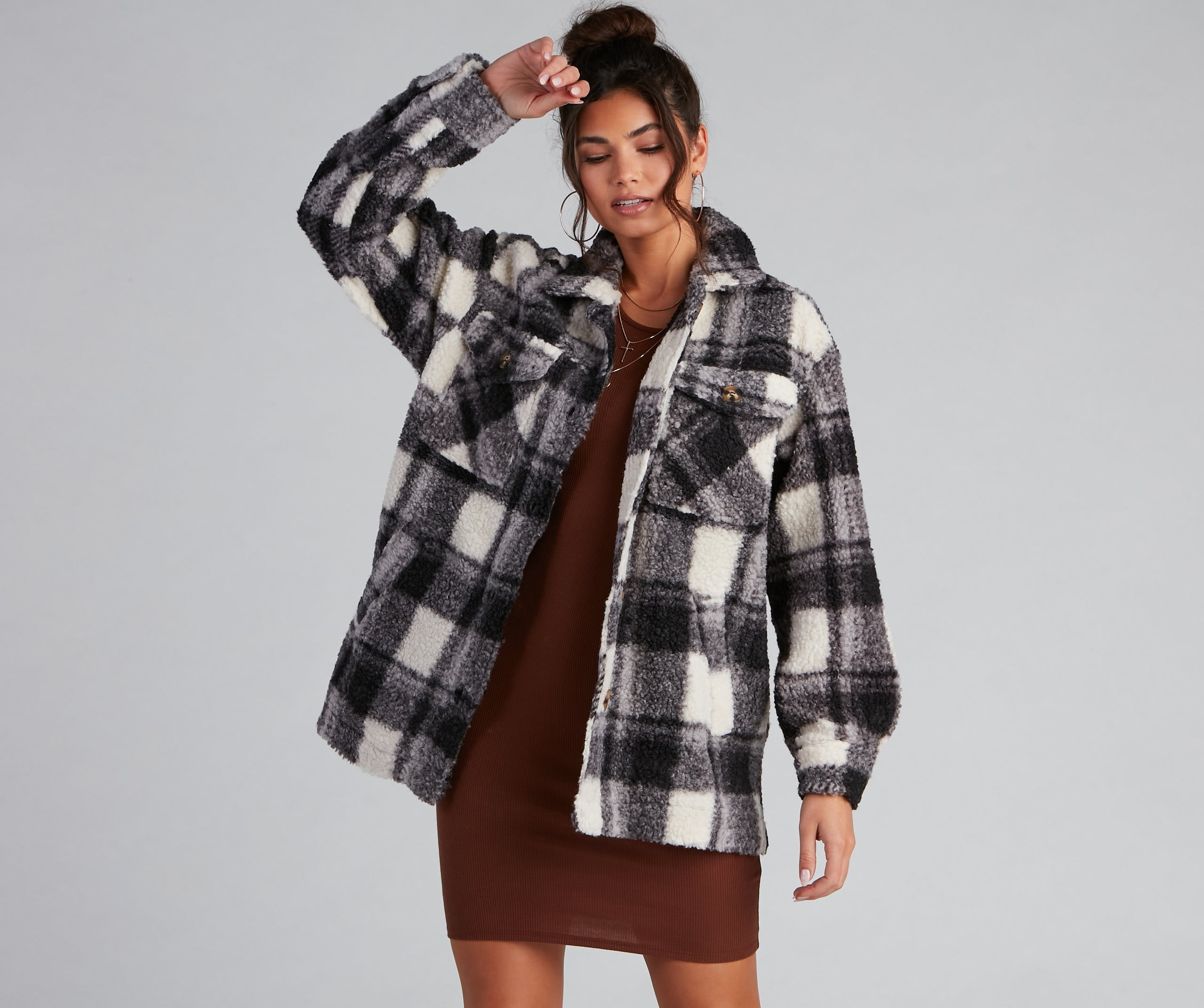 Cozy Layers Plaid Sherpa Shacket | Windsor Stores