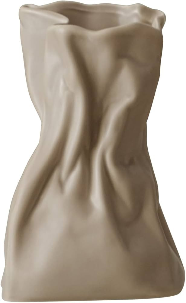 Grab Paper Bag Ceramic Vase, Crinkle Paper Bag Design for Flower Arrangement, Living Room, Dinner... | Amazon (US)