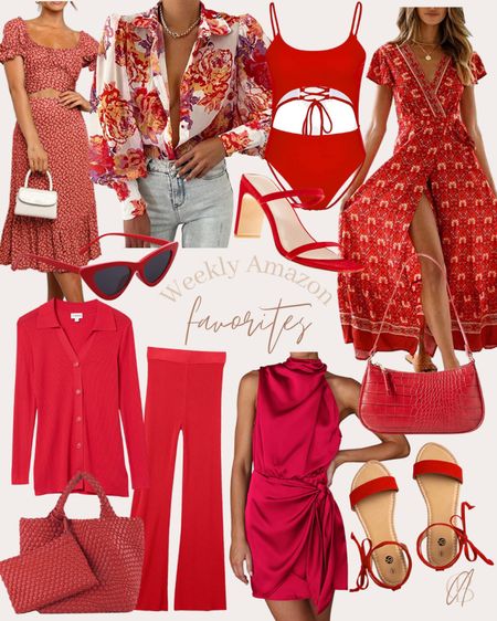 Amazon weekly favorites - red color edition! 

Fourth of July outfit 
Memorial Day weekend outfit 
Red dress
Red swim

#LTKSeasonal #LTKstyletip #LTKunder100