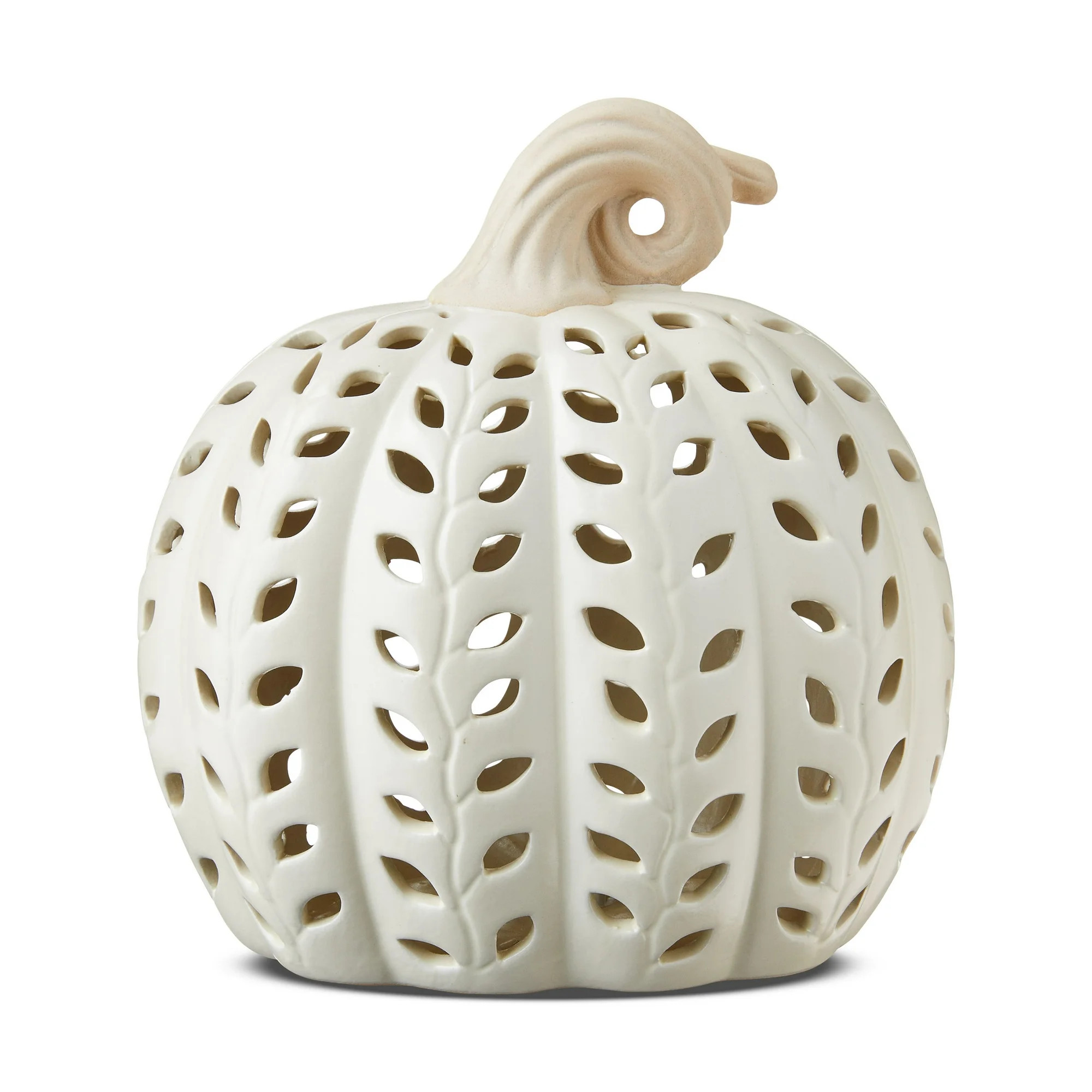 Ceramic Pumpkin with Light Tabletop Decor, White, 8", Harvest by Way To Celebrate | Walmart (US)