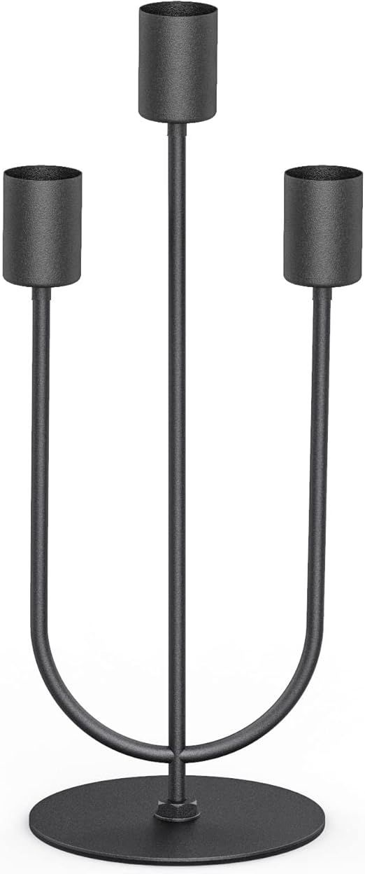smtyle Candlestick Holders for Taper Candles Table Centerpiece Set of 3 Candelabra with Black Iro... | Amazon (US)
