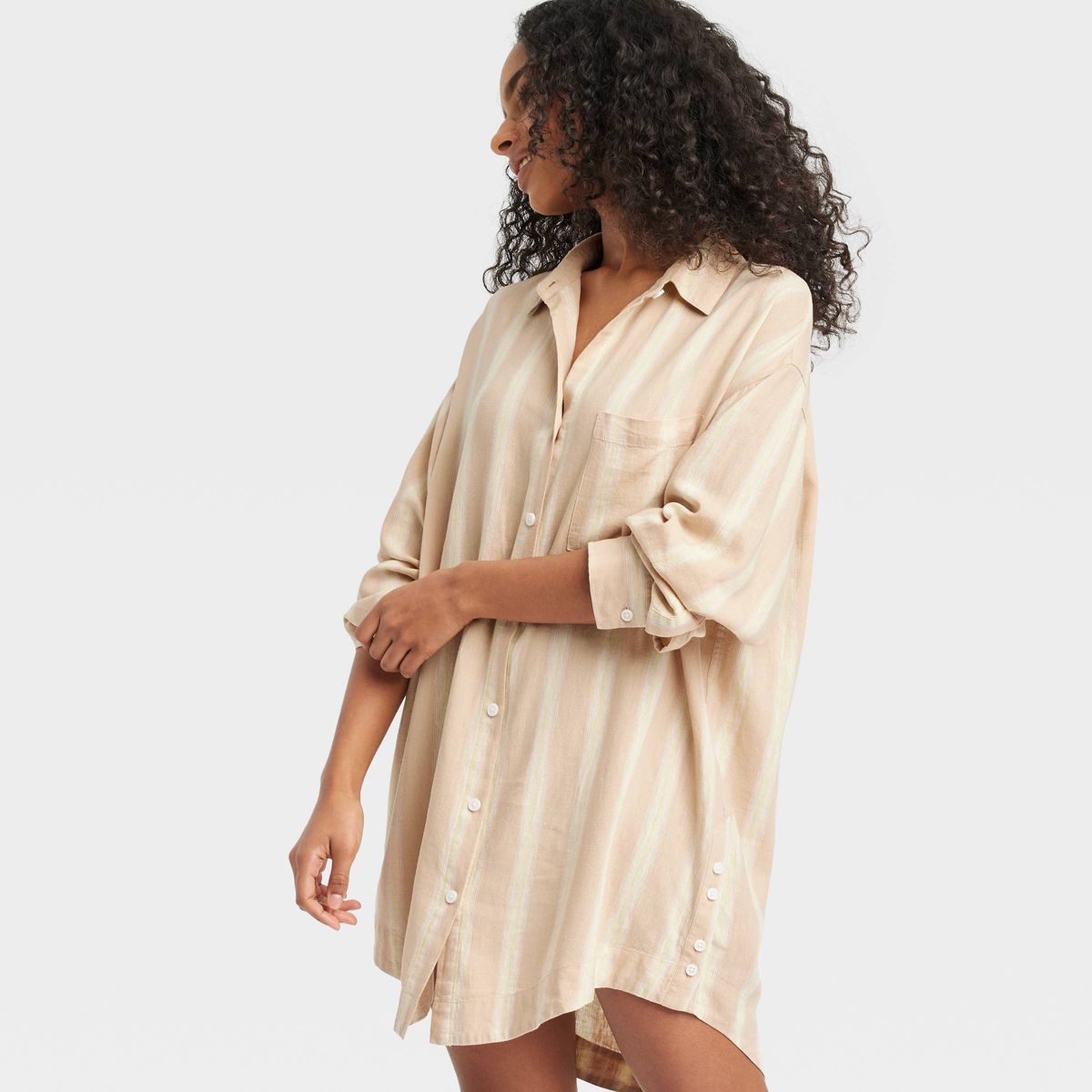 Women's Linen Blend Sleep Shirtdress - Stars Above™ | Target
