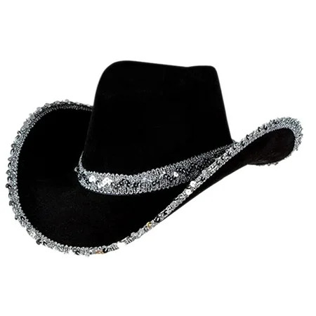VIEGINE Cowboy Hat Sequin Birthday Party Hats Sequin Cowgirl Hat Women Performance Hat For Adults Pa | Walmart (US)