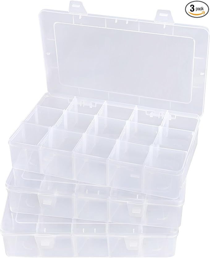 Tackle Box Organizer Plastic Organizer 3 Pack Bead Container Plastic Organizer Box with Dividers ... | Amazon (US)