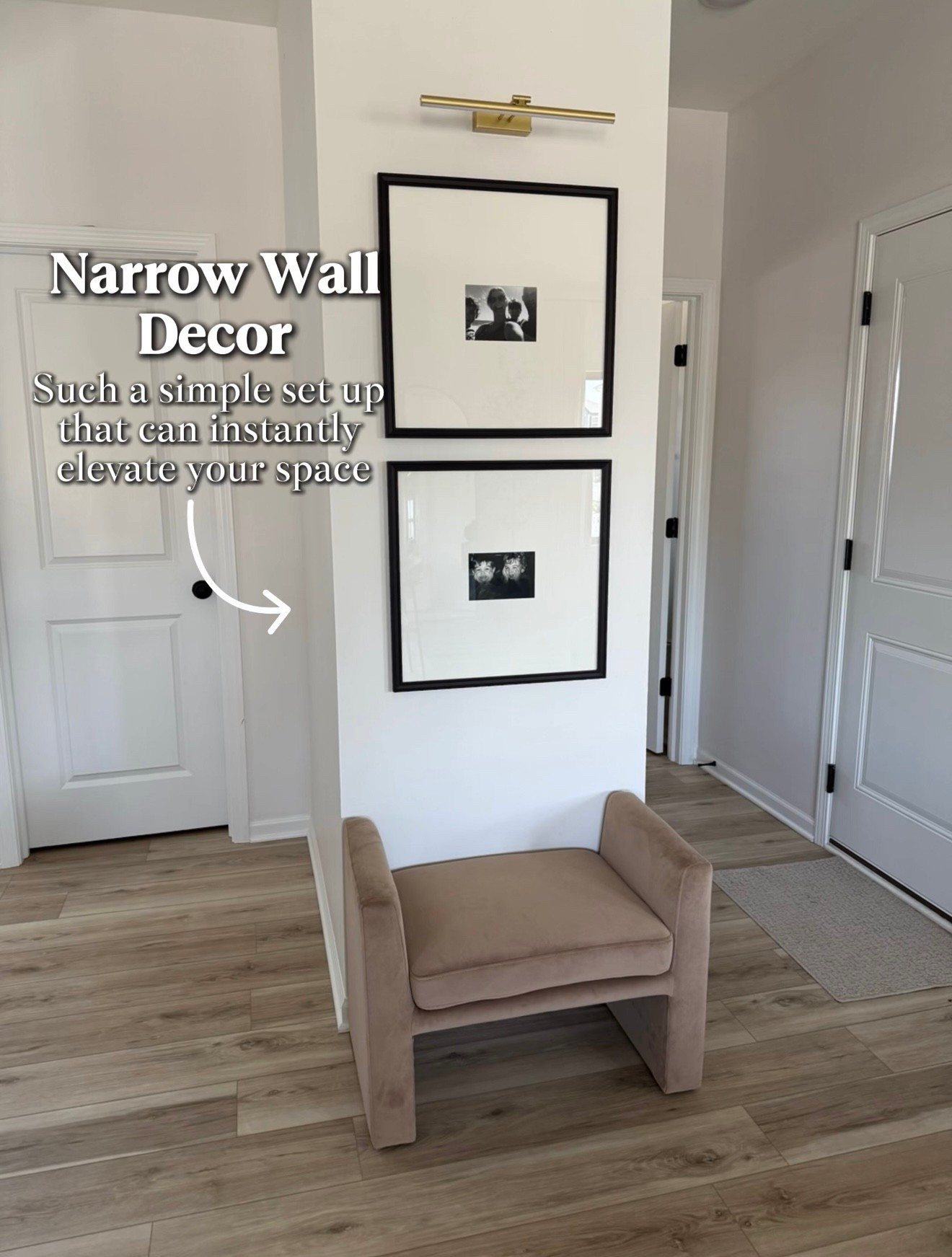 Styling idea for a narrow wall!
The picture light is wireless and rechargeable


#LTKHome
