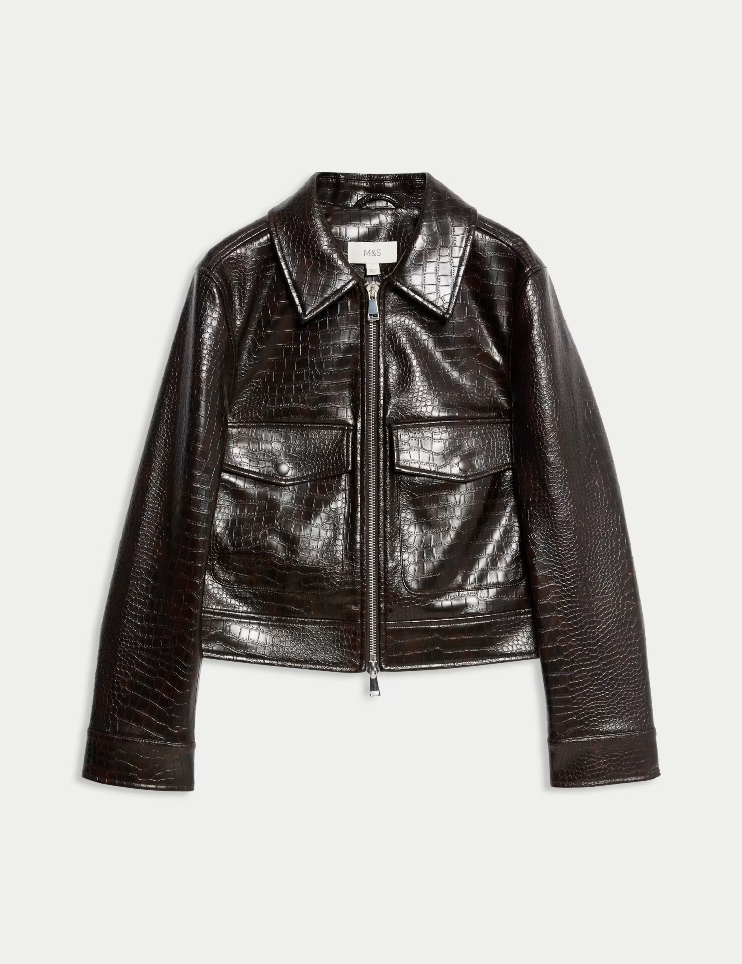 Faux Leather Croc Harrington Jacket | Marks & Spencer (UK)