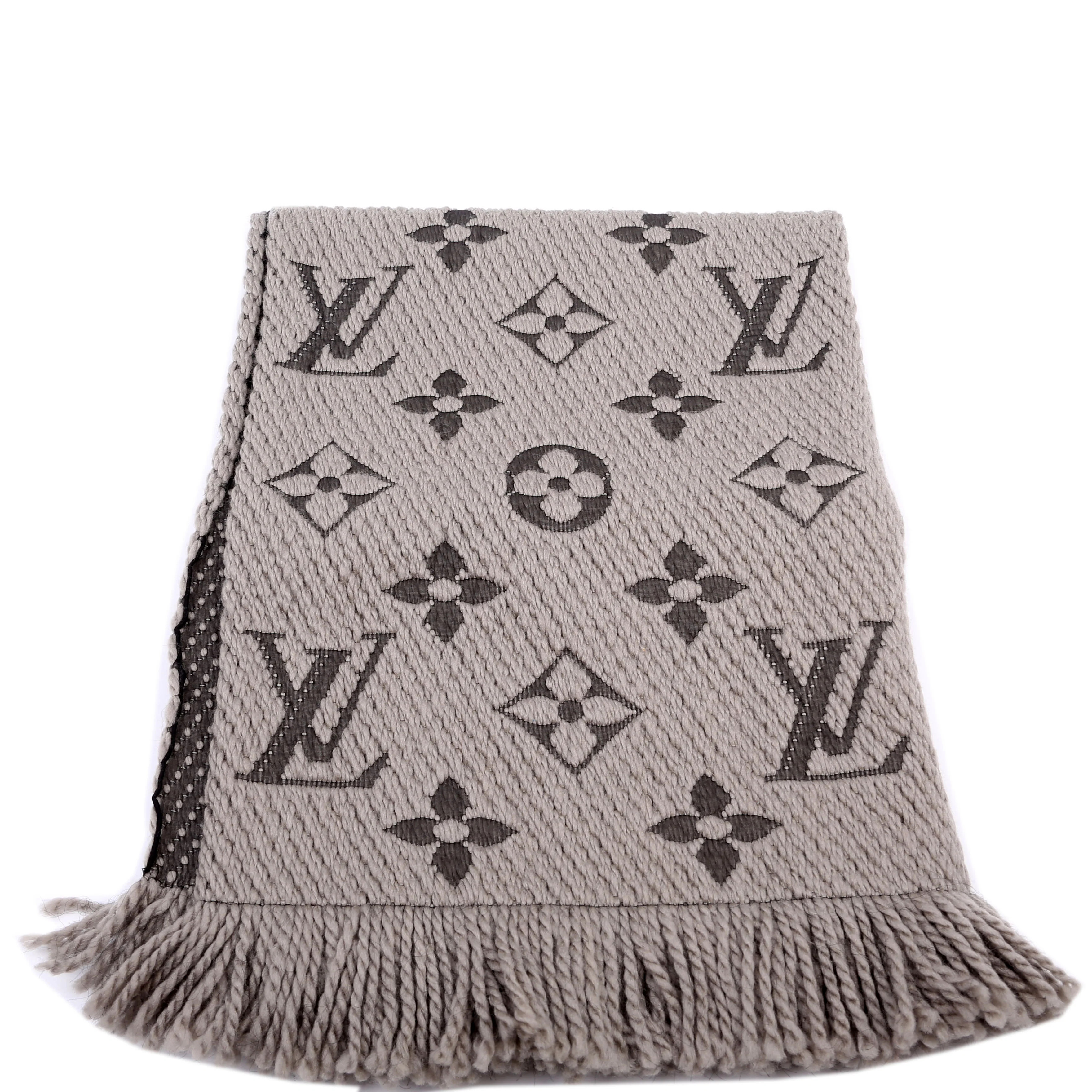 Logomania Wool/Silk Scarf Grey | Keeks Designer Handbags