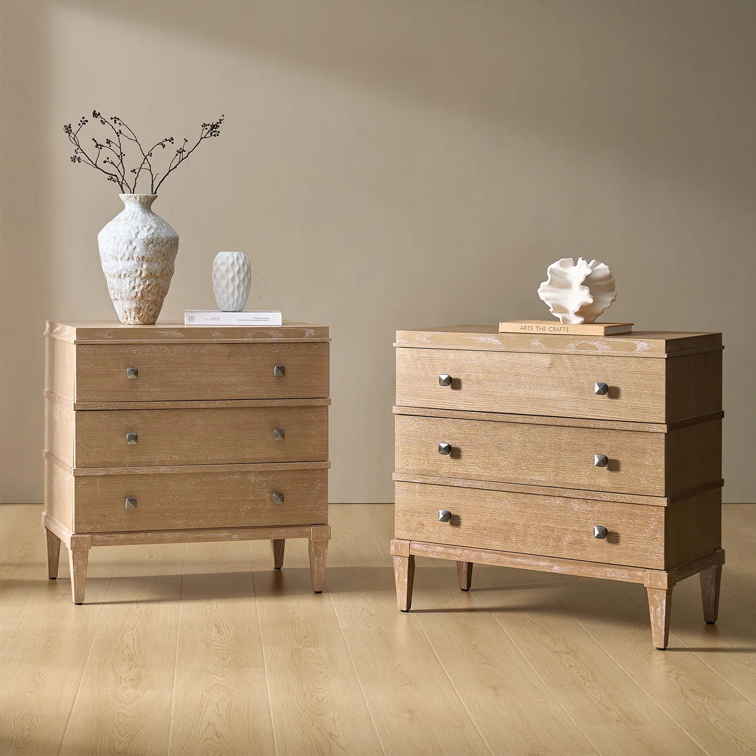 Corrigan Studio® Taesan 28'' H 3-Drawer Nightstand with Built-in Charging Station and Solid Wood... | Wayfair North America