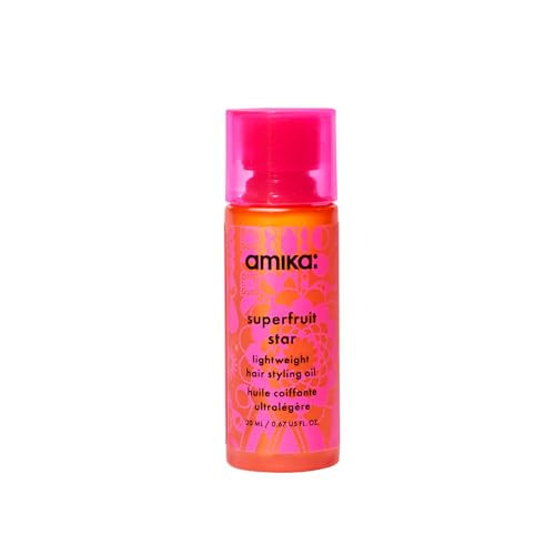 amika superfruit star lightweight hair styling + heat defense oil, 20ml | heat protection, strengthen + reduce breakage, smooth frizz, add glossy shine | Amazon (US)