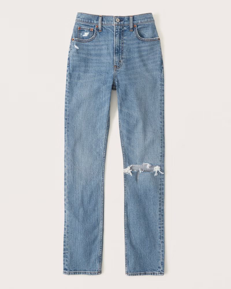 Women's Ultra High Rise Slim Straight Jeans | Women's Bottoms | Abercrombie.com | Abercrombie & Fitch (US)