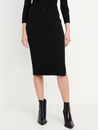 High-Waisted SoSoft Ribbed Midi Skirt | Old Navy (US)