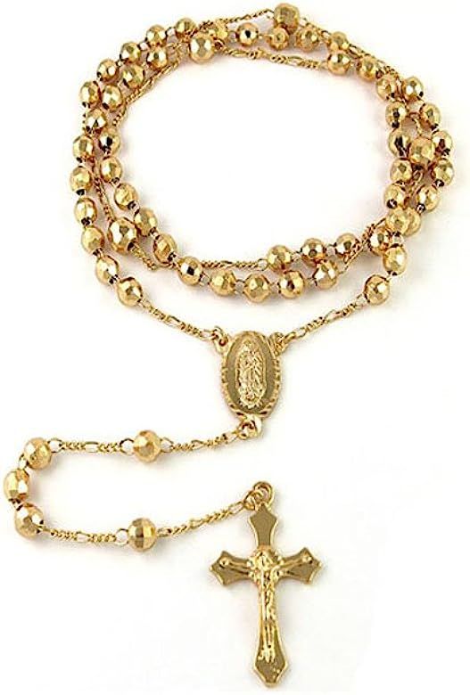 Verona Jewelers 24" Gold Plated Rosary Necklace | Amazon (US)
