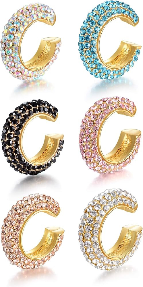 Tornito 6 Pcs Non Pierced CZ Measle Huggie Ear Cuffs Earring for No Piercing Ears Clip Cartilage ... | Amazon (US)