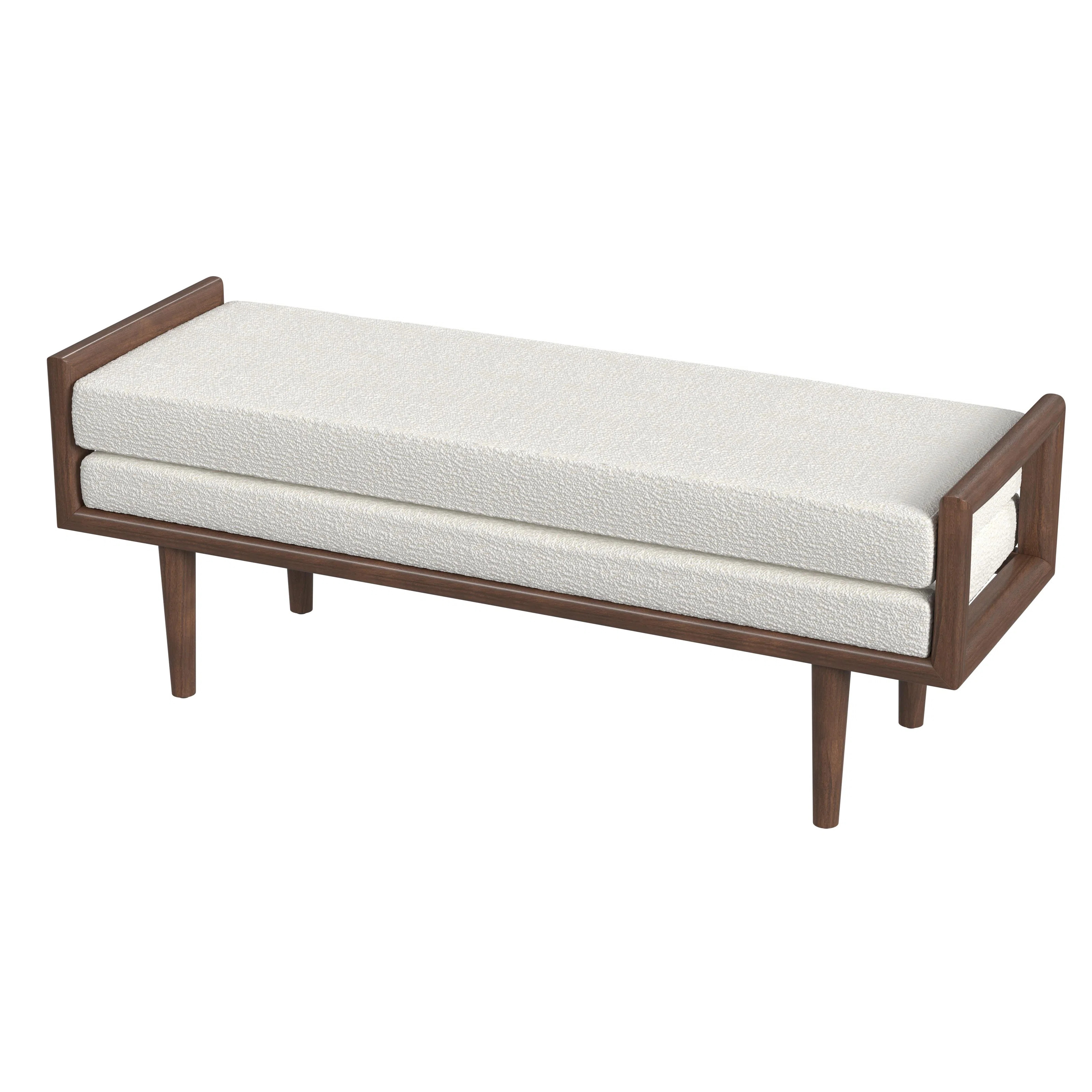 Fudo Upholstered Bench With Wood Base - Cream Boucle | Wayfair North America