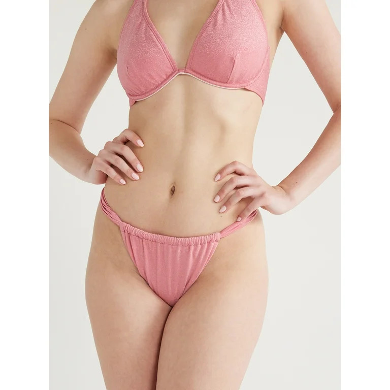 No Boundaries Juniors’ Tab Tunnel Shimmer Bikini Bottoms, Sizes S-XXL - Walmart.com | Walmart (US)