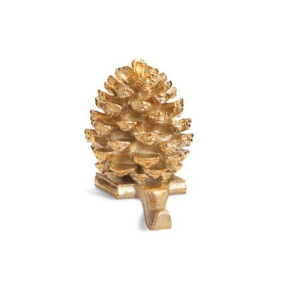 Gold Pine Cone Stocking Holder | Frontgate | Frontgate