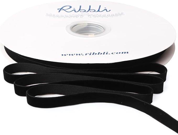Ribbli Black Velvet Ribbon 3/8 Inches Continuous 25 Yard Spool Black Christmas Ribbon for Gift Wr... | Amazon (US)