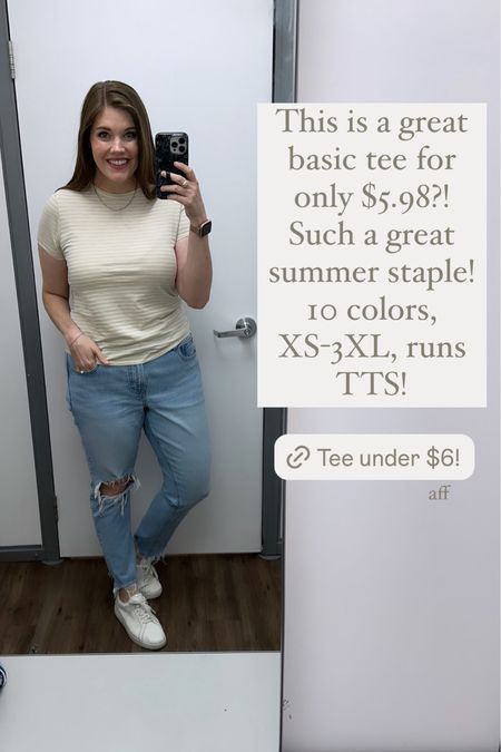 This tee is the best basic and only $5.98! Comes in 10 colors, XS-3XL. Runs true to size, and it's so soft!
...........
Basic tee under $10 best basics under $10 Abercrombie dupe Madewell dupe summer outfit spring outfit tan tee striped tee t shirt under $10 Walmart finds Walmart fashion Walmart new arrivals Walmart looks midsize fashion free people dupe fp movement dupe fp dupe plus size fashion midsize look plus size look plus size tee plus size shirt short sleeve shirt shirt with shorts Amazon finds neutral outfit best neutrals capsule wardrobe basic tees  

#LTKmidsize #LTKplussize #LTKover40
