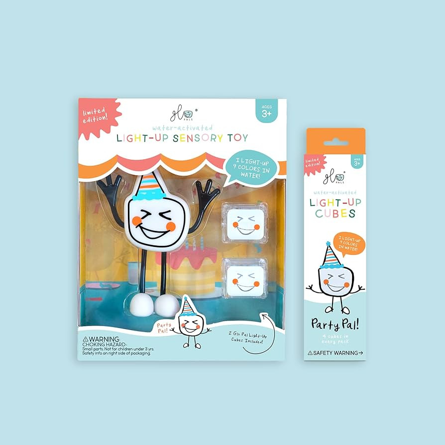 Glo Pals Party Pal Water-Activated Bath Toy with 6 Reusable Light-Up Cubes for Sensory Play | Amazon (US)
