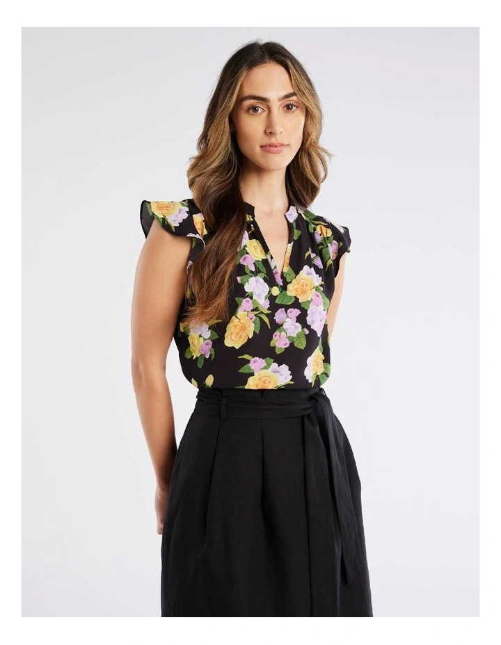 Rose Cascade Top in Black | Myer