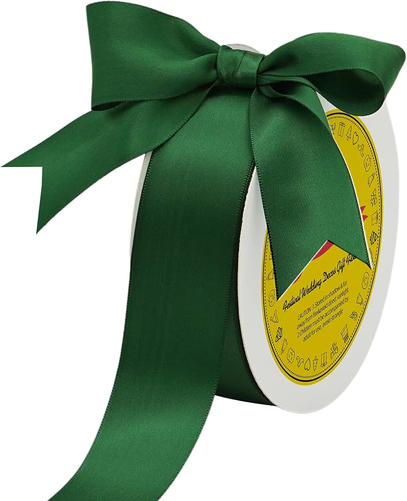 Double Face Satin Ribbon 1-1/2 inch X 50 Yards Polyester Forest Green Ribbon for Gift Wrapping Ve... | Amazon (US)