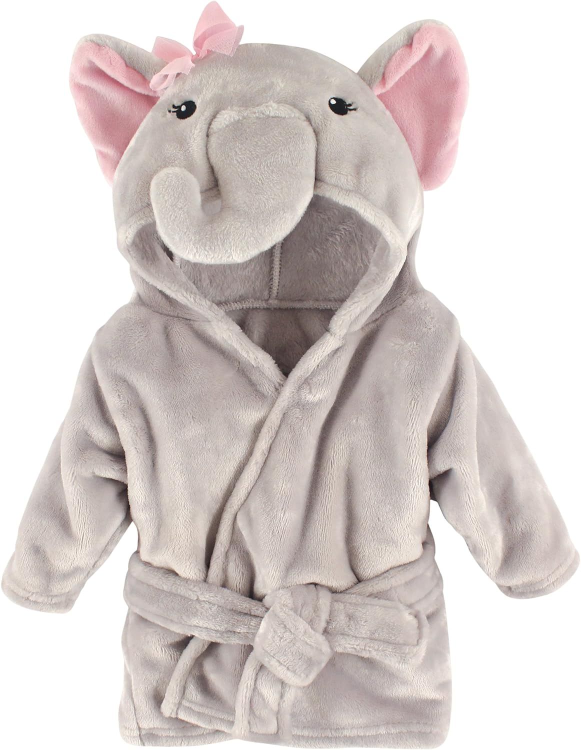 Hudson Baby Unisex Baby Plush Animal Face Robe, Pretty Elephant, One Size, 0-9 Months | Amazon (US)