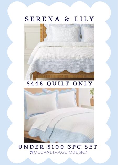 New Serena & Lily blue and white scallop quilt dupe!! Snag this 3 piece set now on sale under $100!! 🤯🙌🏻🏃🏼‍♀️💨

#LTKfindsunder100 #LTKsalealert #LTKhome