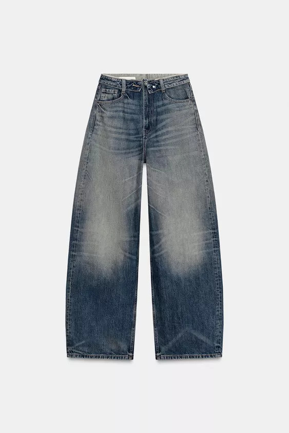 TRF MID-RISE FOLDED WAIST JEANS | Zara US