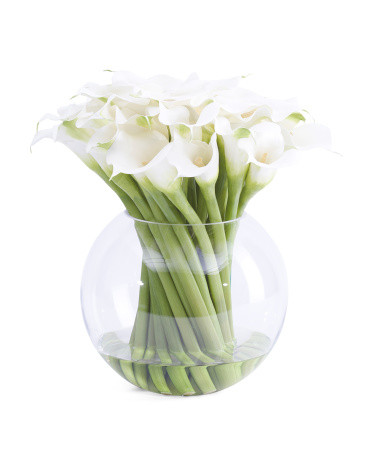 14.5in Calla Lily In Glass Vase | TJ Maxx