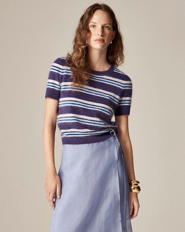 Brushed cashmere relaxed T-shirt in stripe | J. Crew US