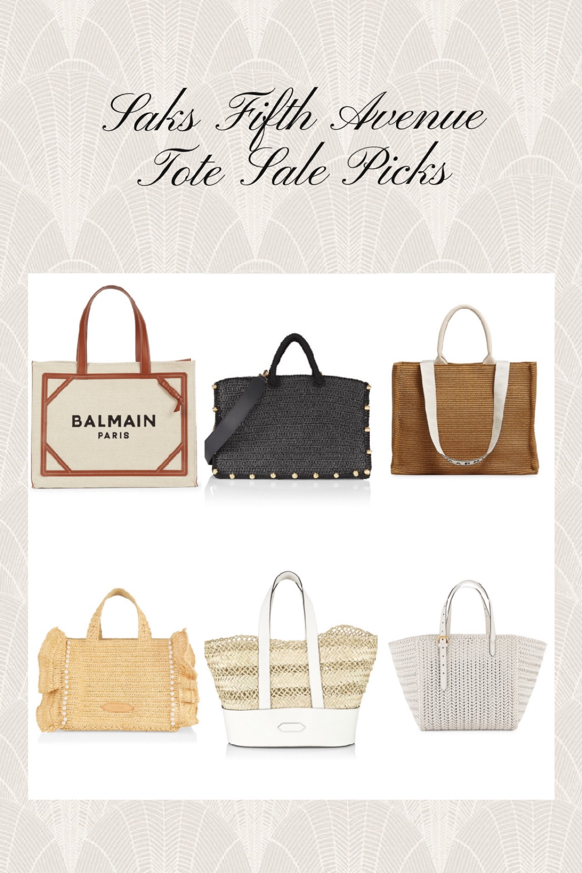 Saks Fifth Avenue Friends and Family Sale

Designer Tote Bag Sale Picks

Balmain. Mehry Mu.  Marni. Poolside. Anya Hindmarch. Designer Bag Sale.

#LTKFind #LTKsalealert #LTKSeasonal